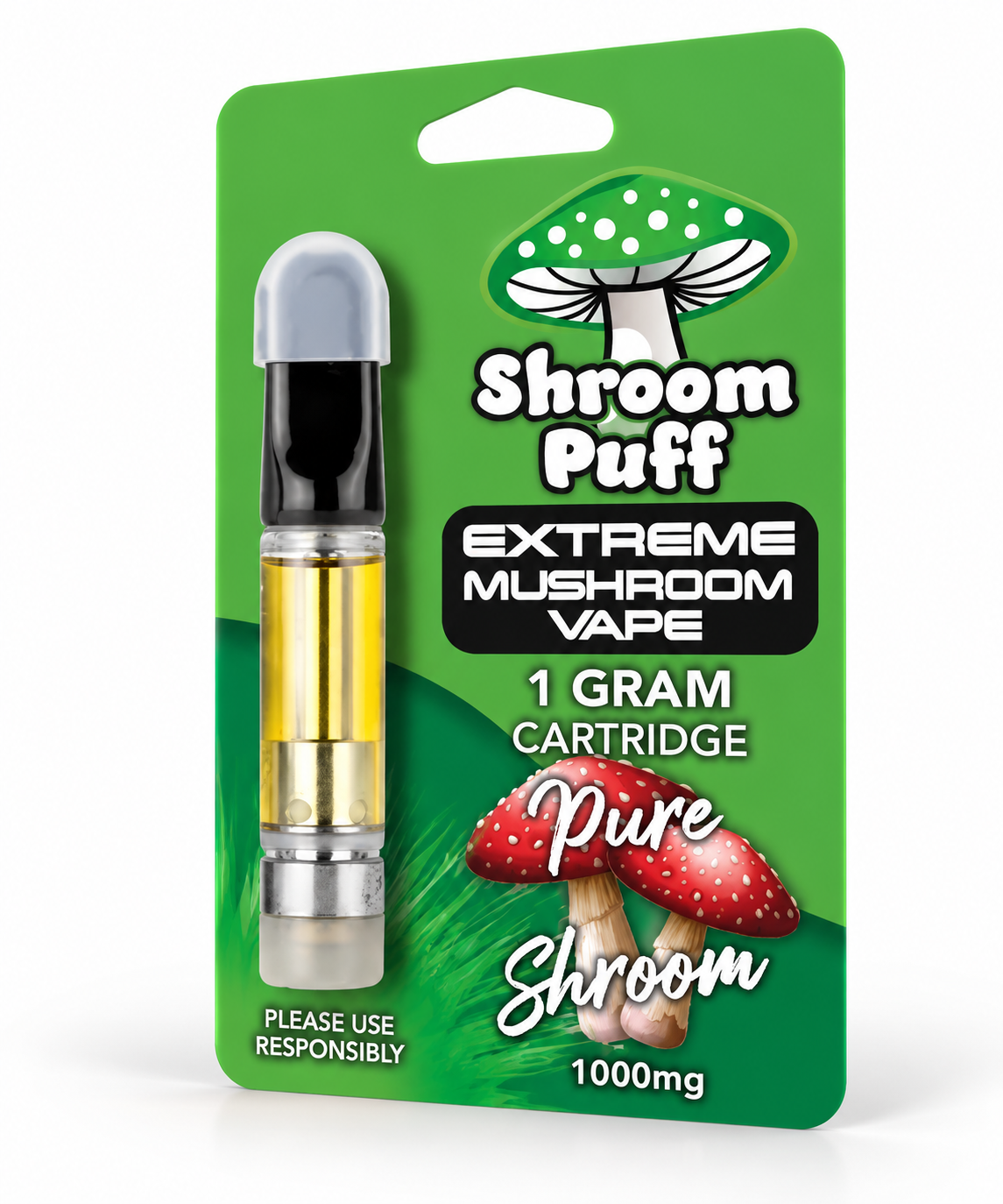 Shroompuff mushroom extract cartridge 1 gram, 10-pack display box