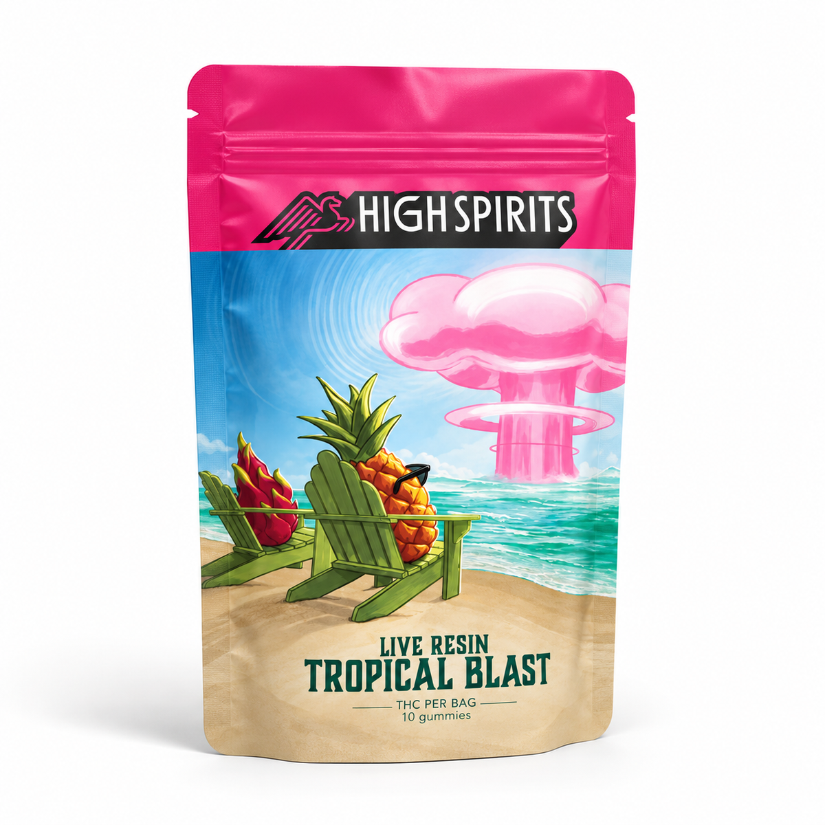 High Spirits by Trojan Live Resin Gummies 30mg 10-count pack 25-pack box