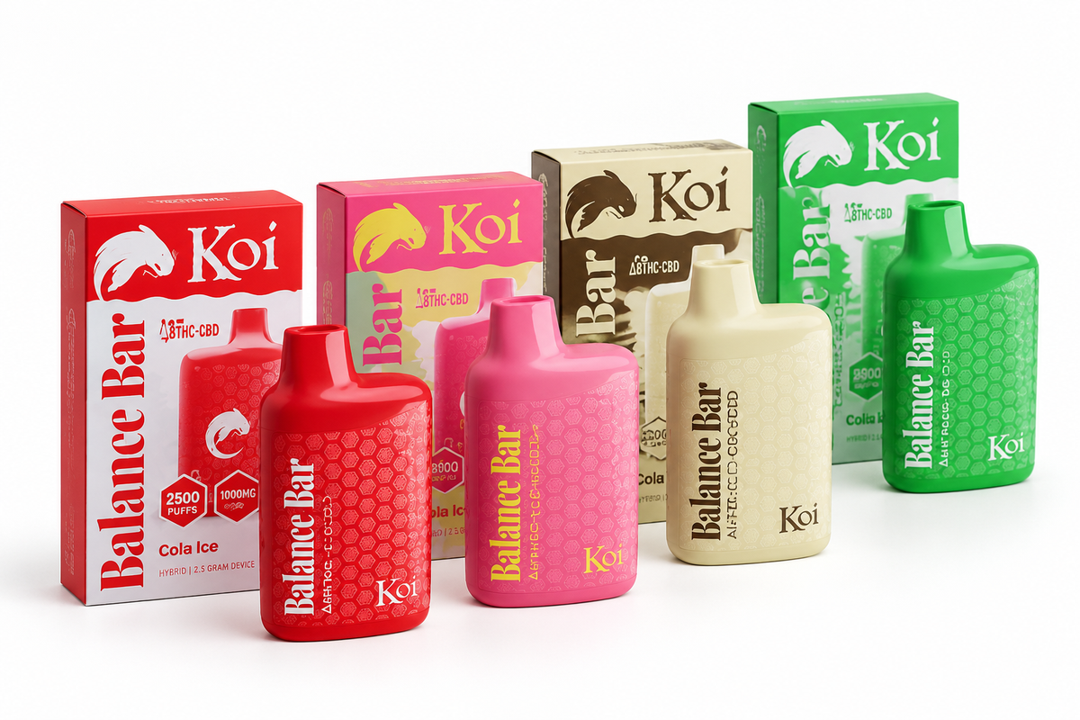 Koi Balance Bar disposable CBD vape in 10-unit display box