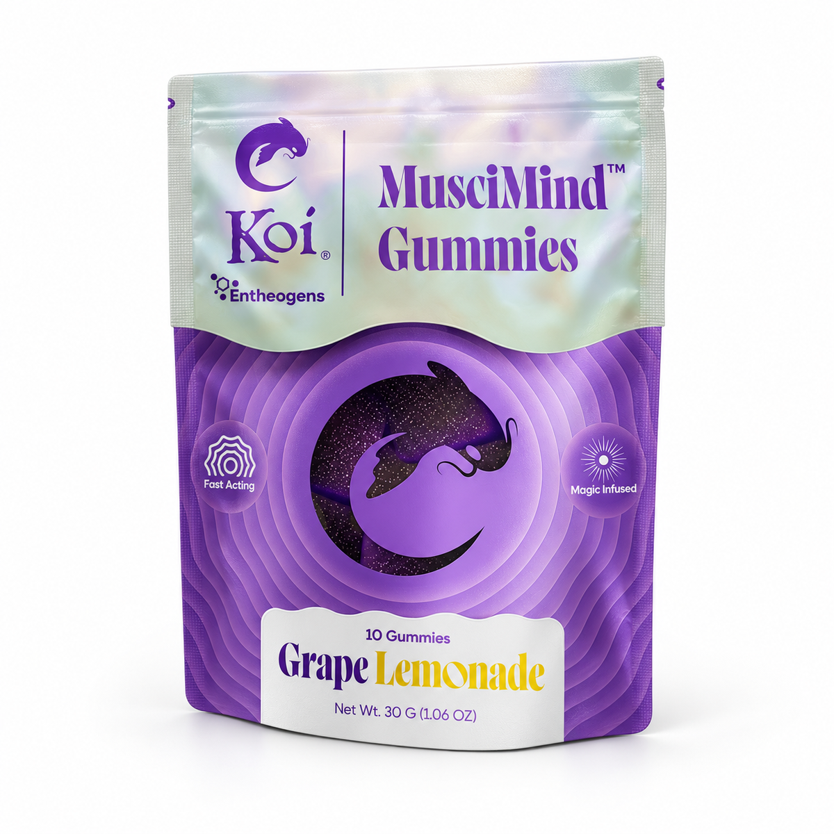 Koi Muscimind Gummies 10-count bag in 10-pack box