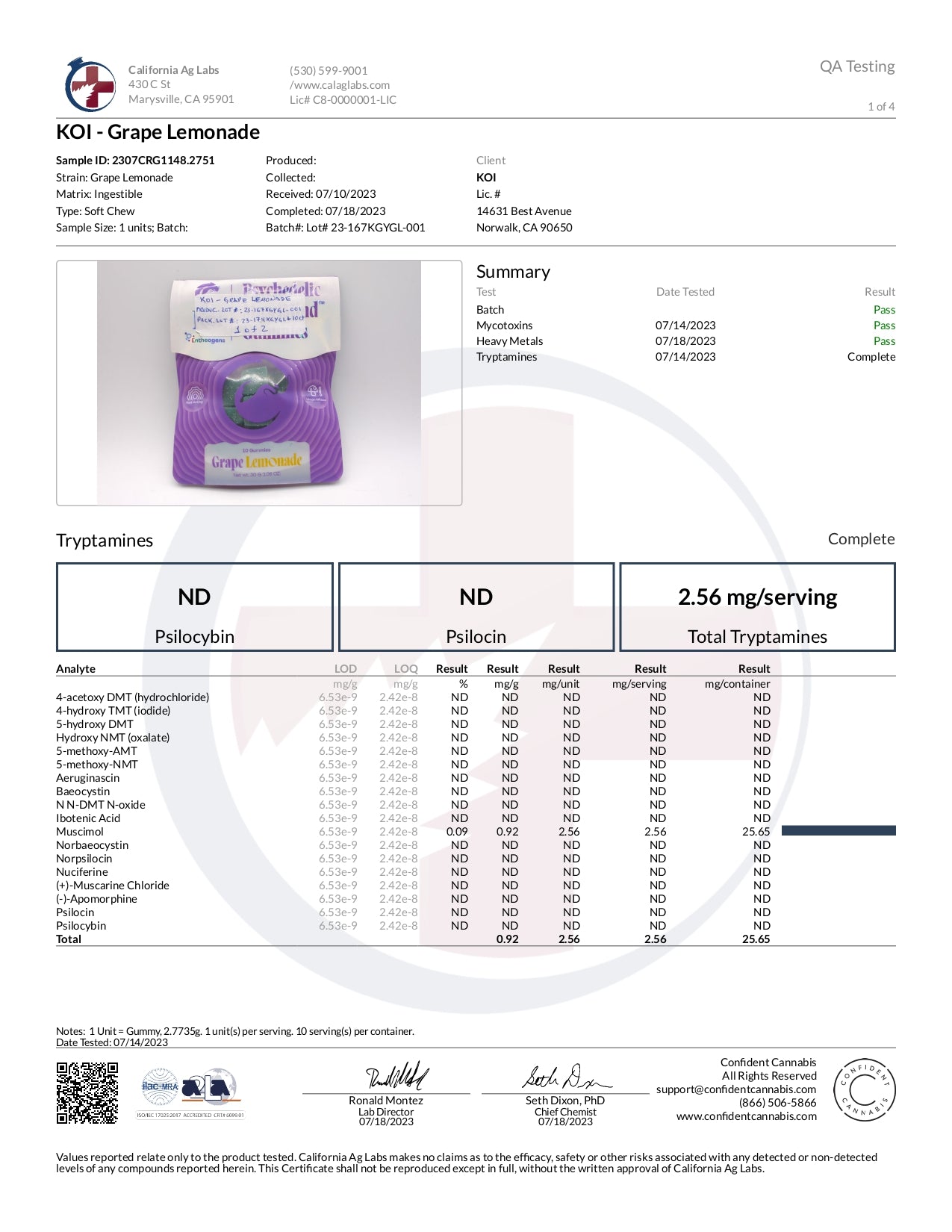 Koi Muscimind gummies 10ct/pk 10pks/box