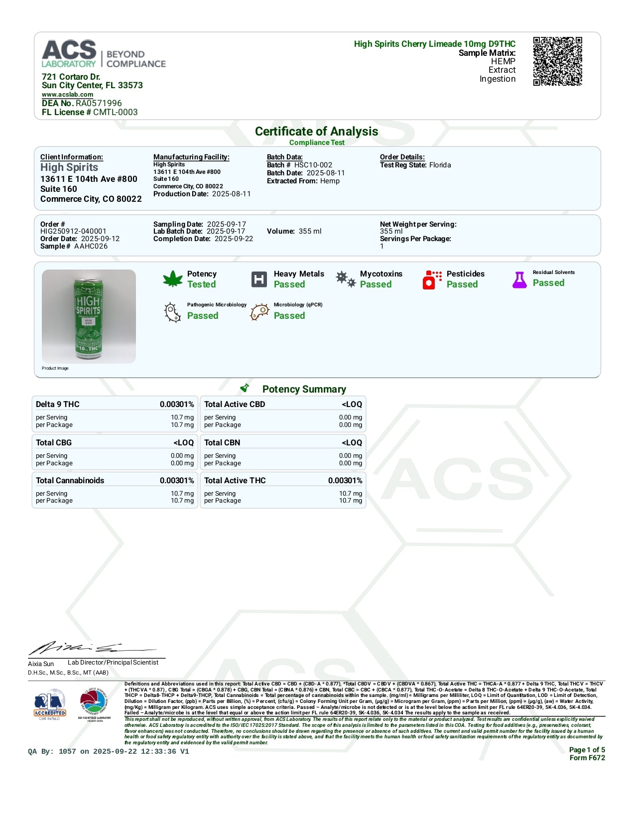 High Spirits by Trojan Horse Cannabis 10mg THC seltzer 24 per case