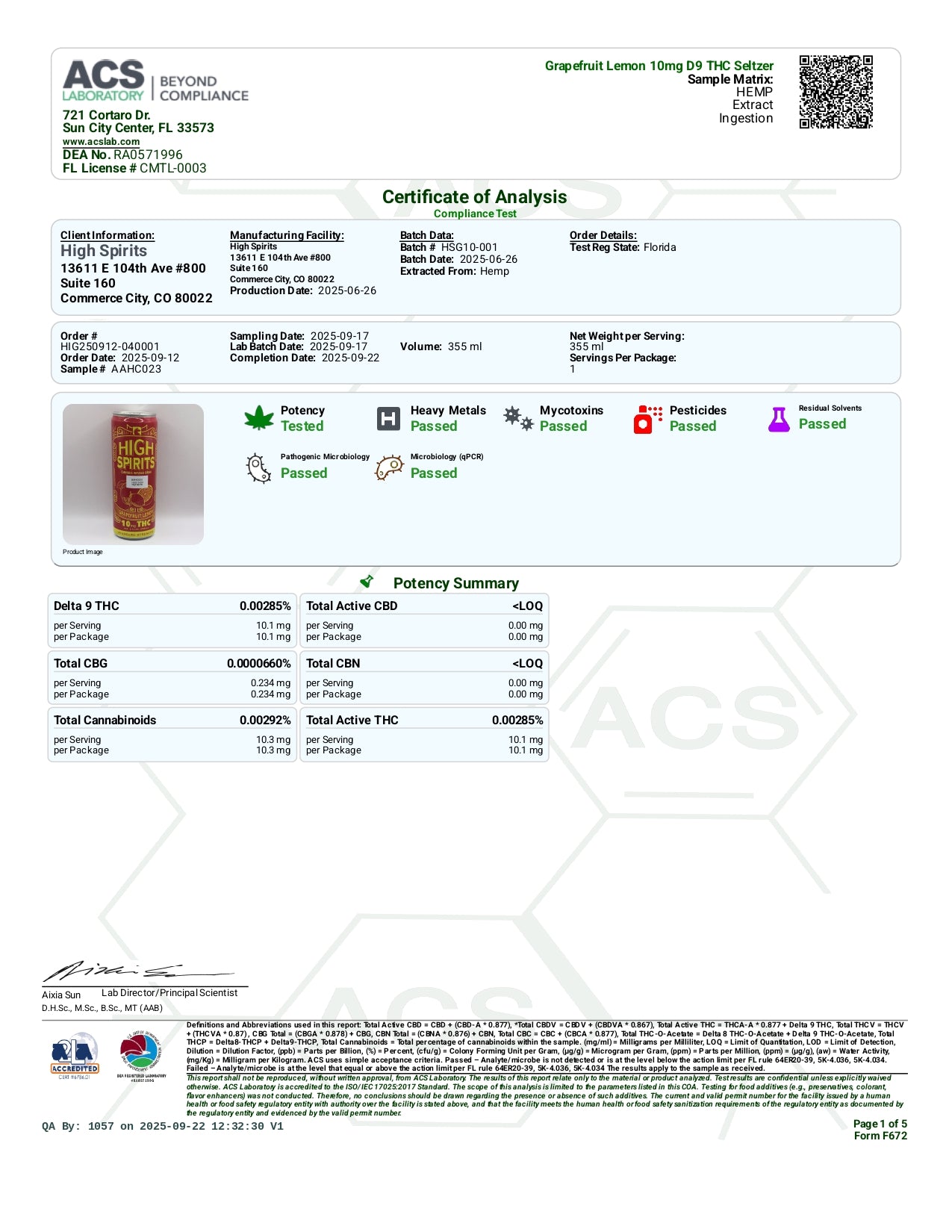 High Spirits by Trojan Horse Cannabis 10mg THC seltzer 24 per case