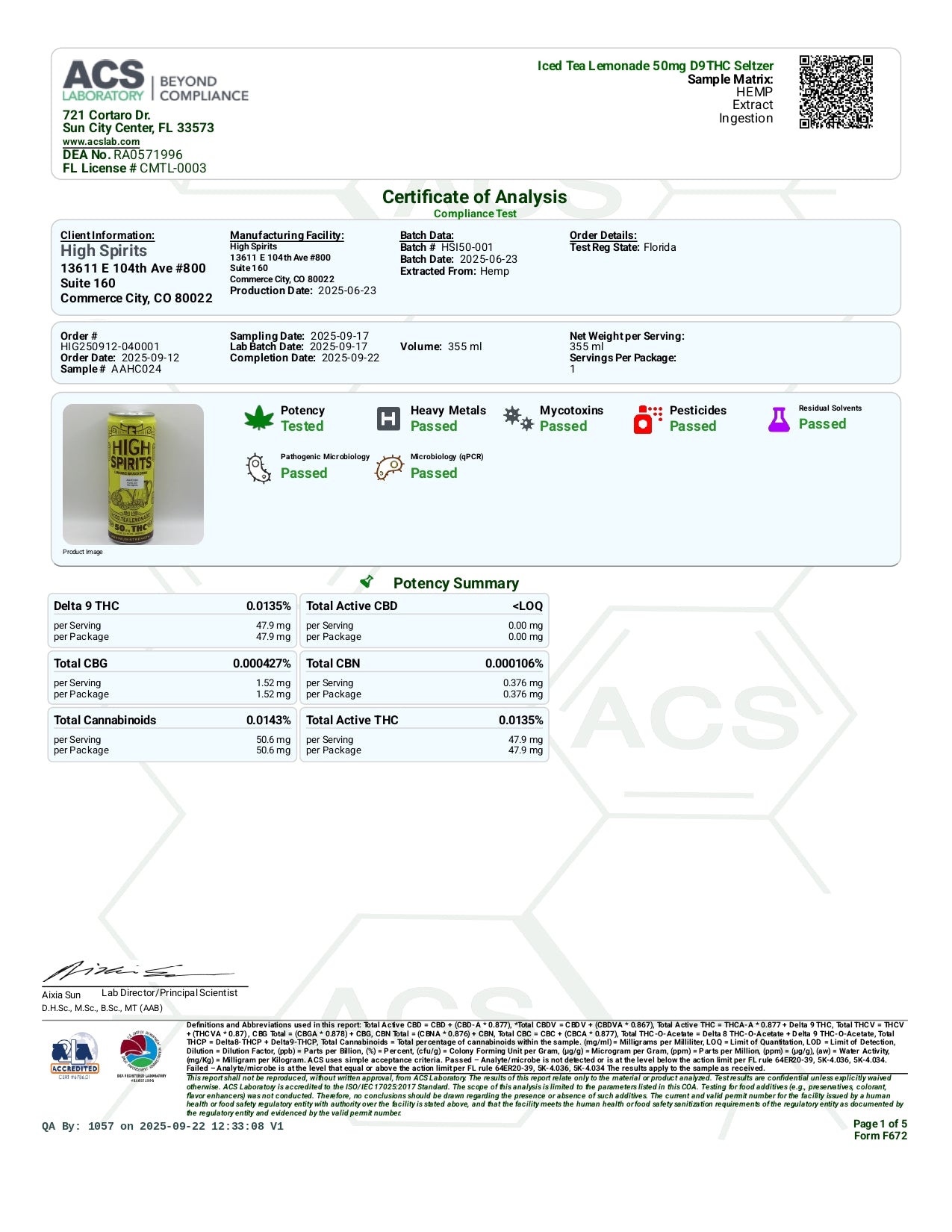 High Spirits by Trojan Horse Cannabis 50mg THC seltzer 24 per case