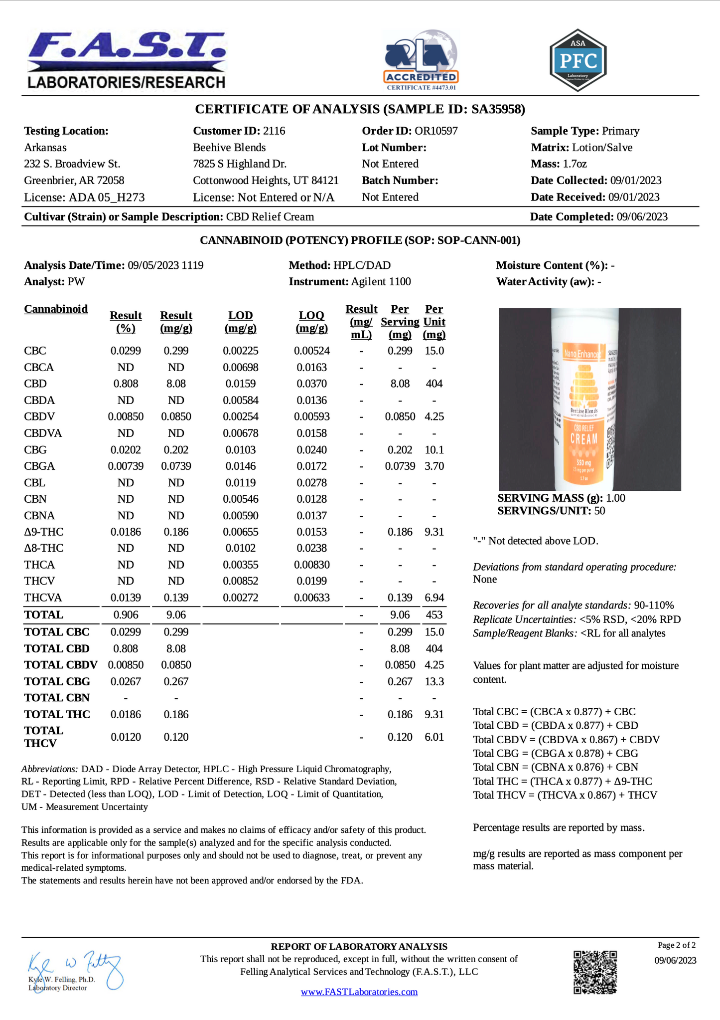 Beehive Blends Full Spectrum Cream 5pk/box