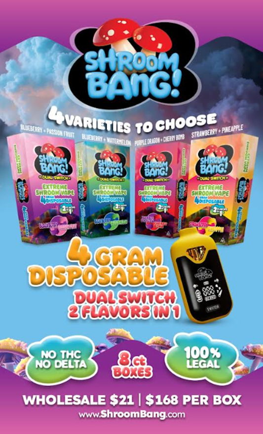 ShroomBANG! 4 Gram DualSwitch LED Disposables 1ct/pk, 8pk/display box
