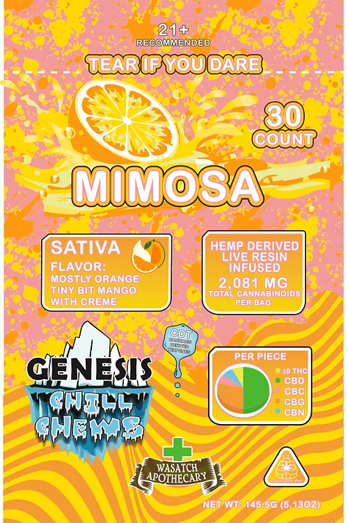 Wasatch Apothecary Chill Chews. 5mg THC 30ct/pk 8pkgs/display box