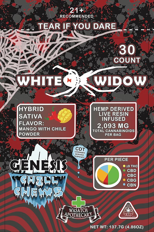 Wasatch Apothecary Chill Chews. 5mg THC 30ct/pk 8pkgs/display box